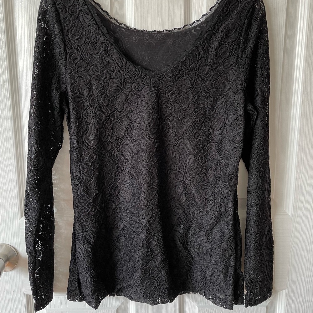 WHBM Women’s Lace Black Top